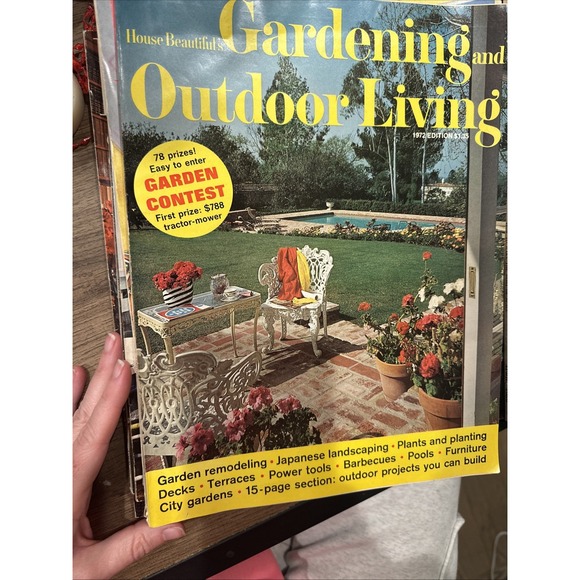 Other - Vintage House Beautiful Gardening & Outdoor Living Magazine 1972  decorating ads